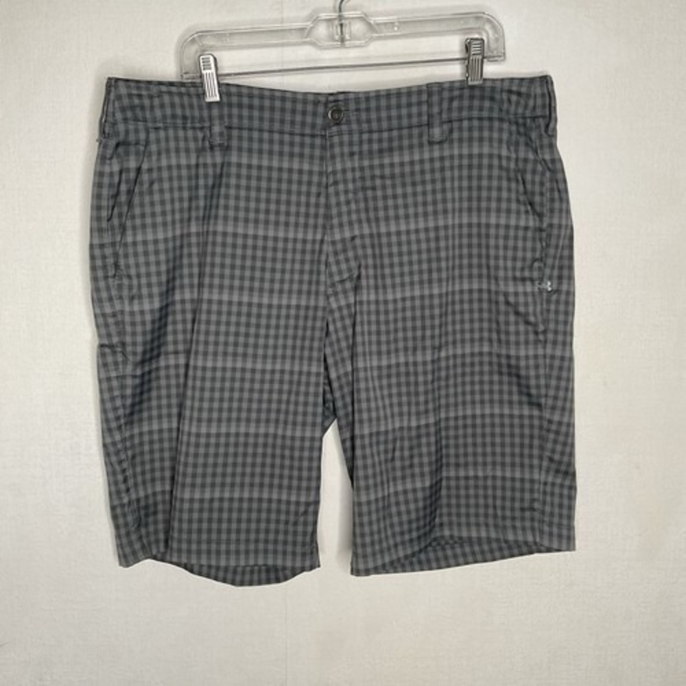 Under Armour Gray Plaid Stretch Pockets Flat Front Shorts Men 40x11 Indonesia‎ - Picture 4 of 6